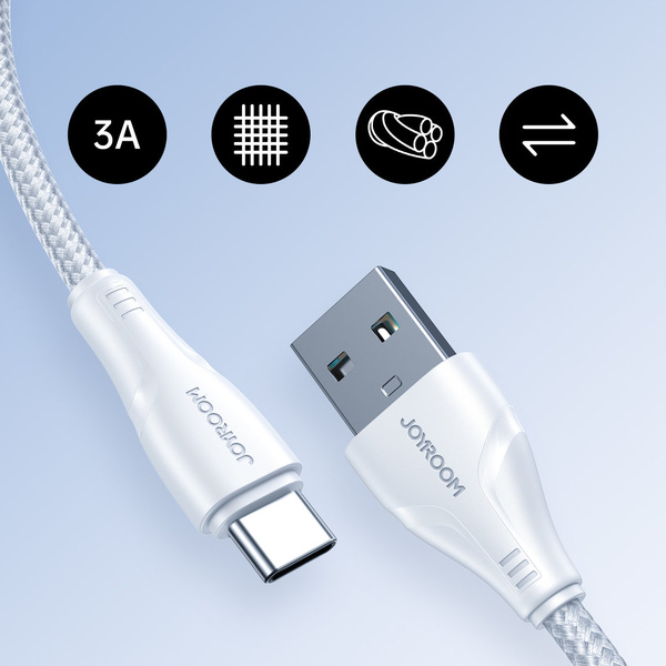 Joyroom kabel USB - USB C 3A Surpass Series do szybkiego ładowania i transferu danych 1,2 m biały (S-UC027A11)