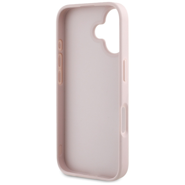 Etui Guess Hot Stamp 4G Pattern Triangle Metal Logo do iPhone 16 różowy