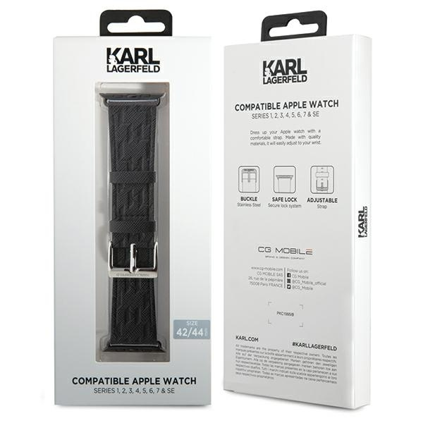 Karl Lagerfeld Saffiano Monogram strap for Apple Watch 42/44/45/49mm - black