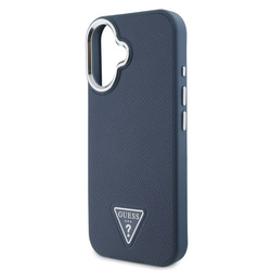 Guess PU Grained Triangle Logo Case for iPhone 16 Blue
