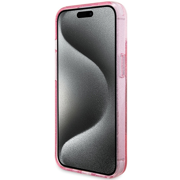 Guess GUHMP15MHRSGSP iPhone 15 Plus / 14 Plus 6.7" różowy/pink hardcase Ring Stand Script Glitter MagSafe