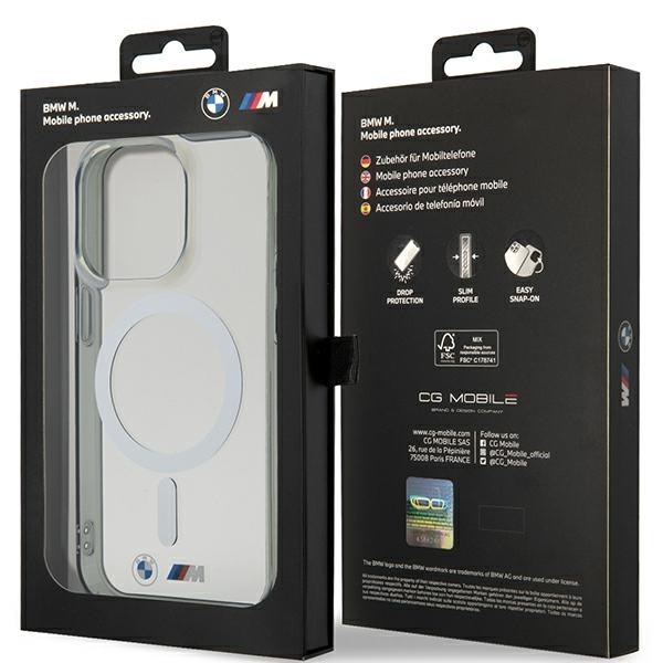 Case BMW BMHMP14LHCRS iPhone 14 Pro 6.1" transparent hardcase Silver Ring MagSafe