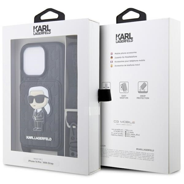 Karl Lagerfeld KLHCP14LCSAKHPKK iPhone 14 Pro 6.1" hardcase black/black Crossbody Saffiano Monogram Ikonik