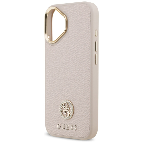 Etui Guess Grained Strass Logo MagSafe   do iPhone 17 różowy