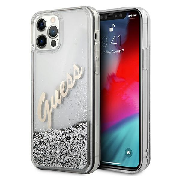 Guess GUHCP12LGLVSSI iPhone 12 Pro Max6,7" srebrny/silver hardcase Glitter Vintage Script