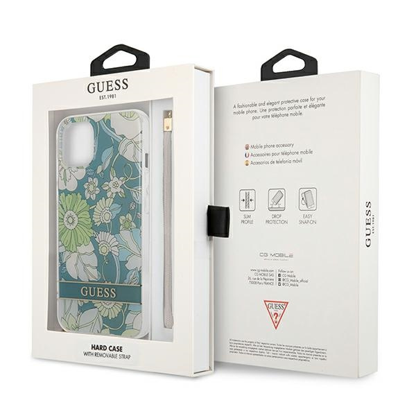 Guess GUHCP13SHFLSN iPhone 13 mini 5,4"zielony/green hardcase Flower Strap