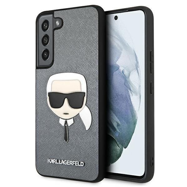 KARL LAGERFELD KLHCS22SSAKHSL S901 S22 SREBRNY/SILVER HARDCASE SAFFIANO IKONIK KARL`S HEAD