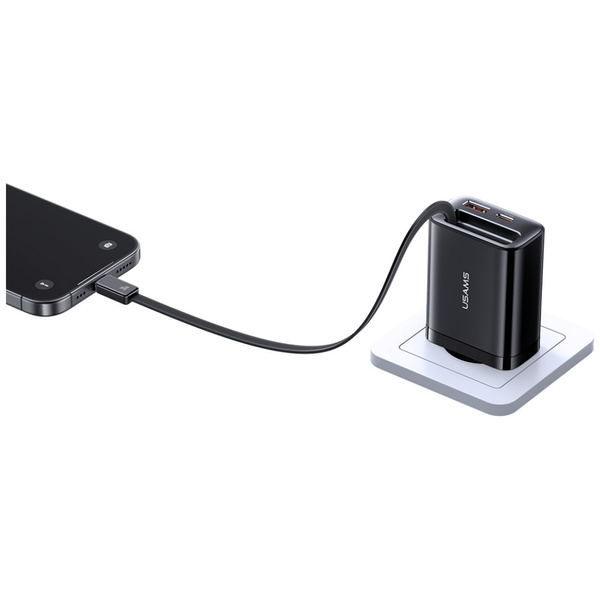 Ładowarka sieciowa USAMS Xiang Series    CC296 30W 1xUSB-C 1xUSB-A + kabel USB-C czarny