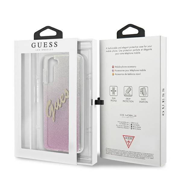 GUESS GUHCS21MPCUGLSPI S21+ G996 RÓŻOWY/PINK HARDCASE GLITTER GRADIENT SCRIPT