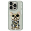 Nimmy etui iPhone 15 Pro 6.1" szary/gray  Glasses Cool Dog