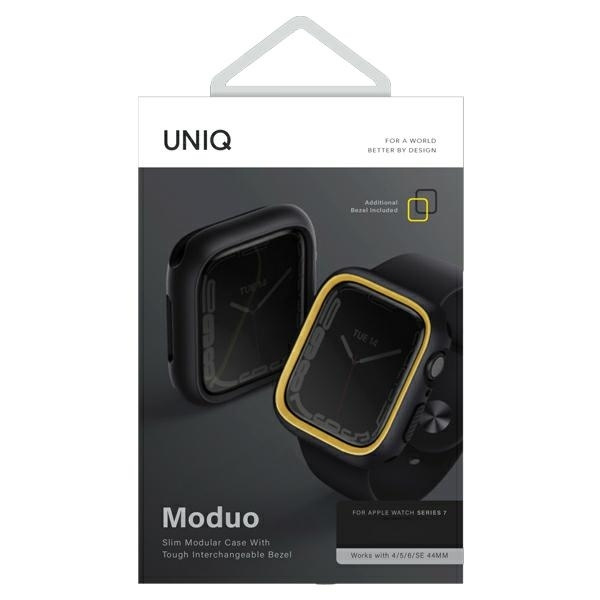 Etui UNIQ Moduo na Apple Watch 4/5/6/7/8/9/SE/SE2 44/45mm - czarno-musztardowe