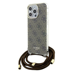 Guess GUHCP15XHC4SEW iPhone 15 Pro Max 6.7" brązowy/brown hardcase Crossbody Cord 4G Print