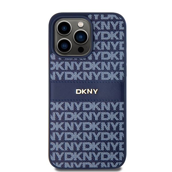 DKNY DKHCP15XPRTHSLB iPhone 15 Pro Max6.7" niebieski/blue hardcase Leather Mono Stripe & Metal Logo