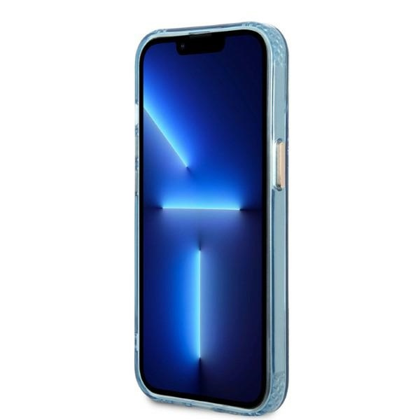 Guess GUHMP13MHTCMB iPhone 13 / 14 / 15 6.1" niebieski/blue hard case Gold Outline Translucent MagSafe