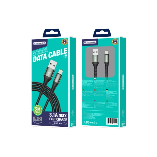 JELLICO kabel B12 Lightning 3.1A 2M Czarny