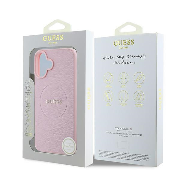 Guess GUHMP16MPGHSMMP iPhone 16 Plus6.7" różowy/pink hardcase Grained Ring MagSafe