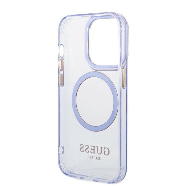 Guess GUHMP14XHTCMU iPhone 14 Pro Max 6,7" purpurowy/purple hard case Gold Outline Translucent MagSafe