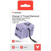 Verbatim Adapter podróżny EU/UK/US GaN   2xUSB-C/2xUSB-A/1xUSB-C PD 100W fioletowy 30193