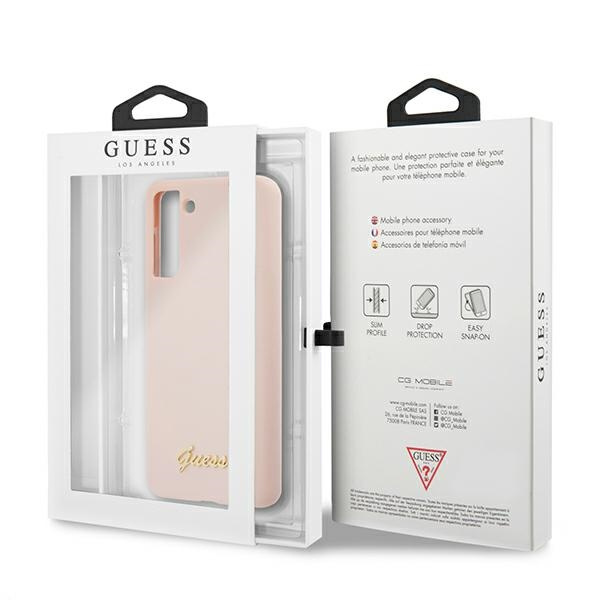 Guess GUHCS21MLSLMGLP S21+ G996różowy/pink hardcase Silicone Script Metal Logo