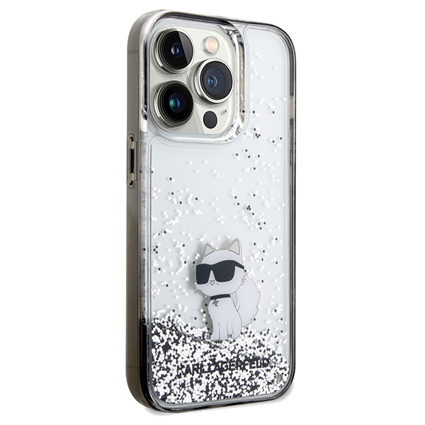 Karl Lagerfeld Liquid Glitter Choupette case for iPhone 14 Pro Max - transparent
