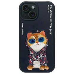 Nimmy etui iPhone 15 6.1" czarny/black Glasses Cool Cat