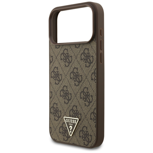 Etui Guess 4G Strap Triangle Logo        MagSafe do iPhone 17 Pro Max brązowy