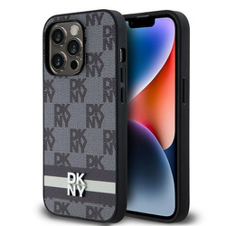 DKNY DKHCP14LPCPTSSK iPhone 14 Pro6.1" czarny/black hardcase Leather Checkered Mono Pattern & Printed Stripes