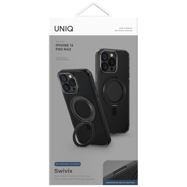 Etui UNIQ Swivix do iPhone 16 Pro Max    360 Rotating Kickstand czarny