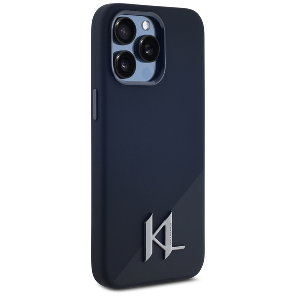Etui Karl Lagerfeld Silicone Shadow       Metal Initial MagSafe do iPhone 15 Pro czarny