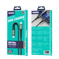 JELLICO kabel B10 USB-C - USB-C PD 60W 1M Czarny