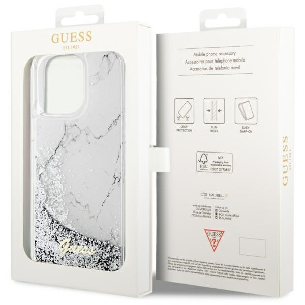 Guess GUHCP14XLCSGSGH iPhone 14 Pro Max6.7" biały/white hardcase Liquid Glitter Marble