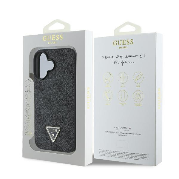Guess GUHCP16SP4TDPK iPhone 16 6.1" czarny/black hardcase Leather 4G Triangle Strass