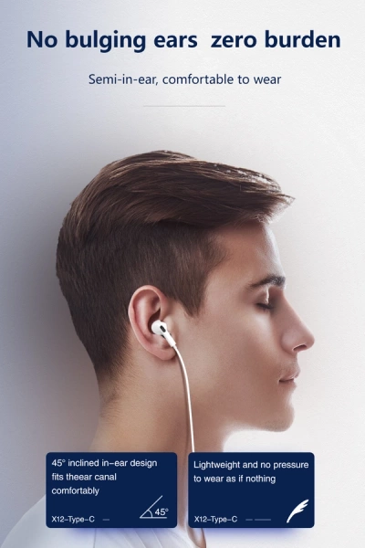 JELLICO wired earphones EP3A USB-C with microphone 1.2M White