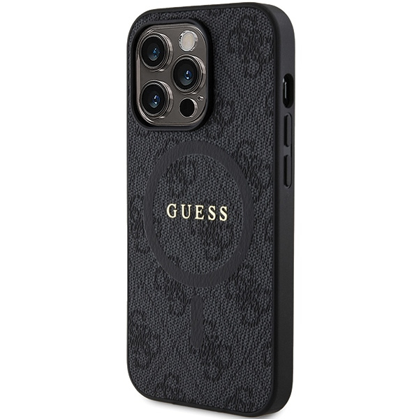 Guess GUHMP14LG4GFRK iPhone 14 Pro 6.1" czarny/black hardcase 4G Collection Leather Metal Logo MagSafe