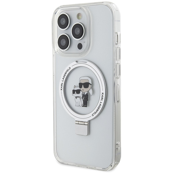 Etui Karl Lagerfeld Ring Stand Karl&Choupettte MagSafe na iPhone 13 Pro / 13 - białe