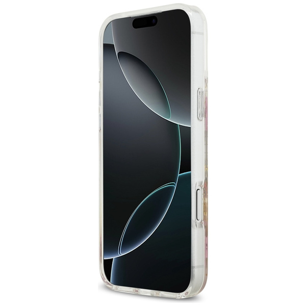 Etui Guess Resin Flowers Glitter MagSafe do iPhone 17 Pro Max różowy