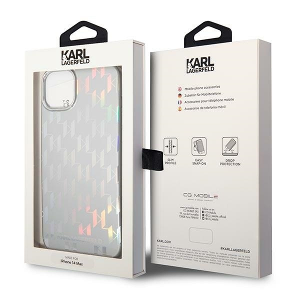 KARL LAGERFELD KLHCP14SLGMMSV3 IPHONE 14 / 15 / 13 6,1" HARDCASE SREBRNY/SILVER MONOGRAM IRIDESCENT