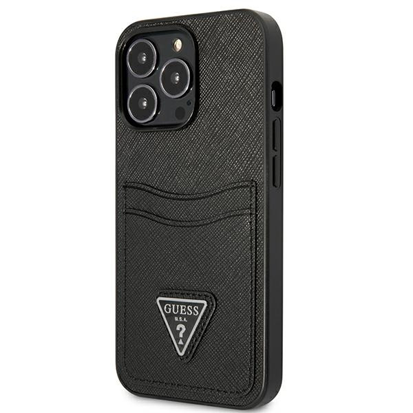 Guess GUHCP13XPSATPK iPhone 13 Pro Max6,7"czarny/black hardcase SaffianoTriangle Logo Cardslot