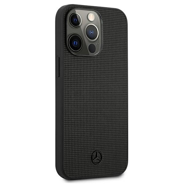 Etui Mercedes Leather Meshed Metal Logo na iPhone 13 Pro / iPhone 13 - czarne