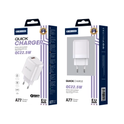 JELLICO wall charger A77 22,5W 1xUSB QC3.0 + cable Lightning White