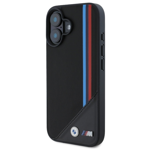 BMW BMHMP16S23PUTRK iPhone 16 6.1" czarny/black hardcase M Meshed Tricolor Stripes MagSafe