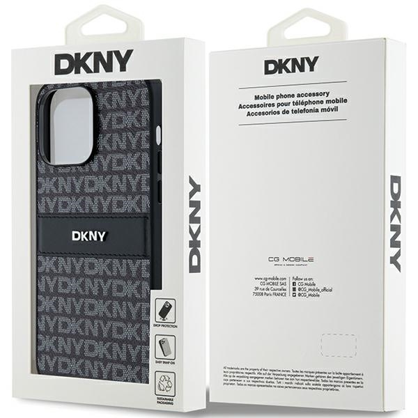 DKNY DKHCP14LPRTHSLK iPhone 14 Pro6.1" czarny/black hardcase Leather Mono Stripe & Metal Logo