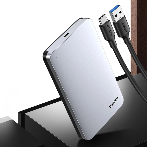 Ugreen CM300 70499 bay for 2.5'' SATA 3.0 6Gbps hard drive - gray + USB-C - USB-C cable 0.5m
