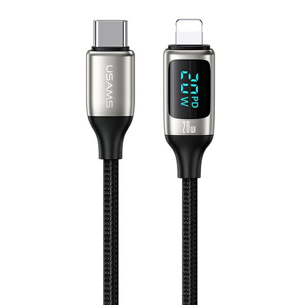 USAMS KABEL PLECIONY U78 USB-C NA LIGHTNING LED 1.2M 20W PD FAST CHARGE BIAŁY /WHITE SJ545USB02 (US-SJ545)