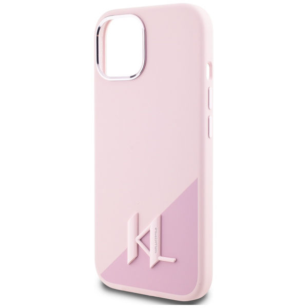 Etui Karl Lagerfeld Silicone Shadow       Metal Initial MagSafe do iPhone 15 różowy