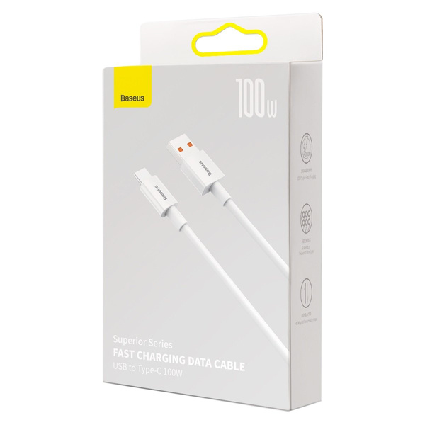 Baseus Superior Series kabel do szybkiego ładowania USB-A - USB-C 100W 480Mb/s 2m biały