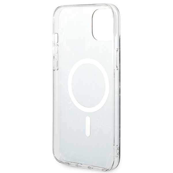 Zestaw Guess GUBPP14MHMEACSK Case+ Charger iPhone 14 Plus / 15 Plus 6.7" czarny/black hard case Marble MagSafe