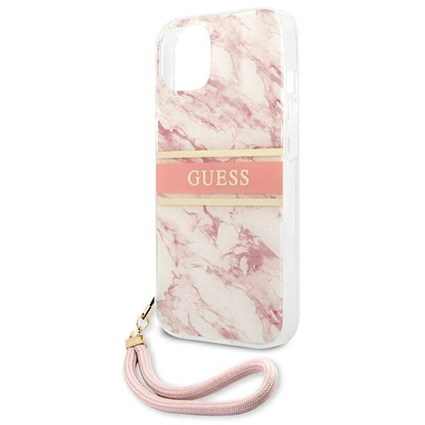 Guess GUHCP13SKMABPI iPhone 13 mini 5,4"różowy/pink hardcase Marble Strap Collection