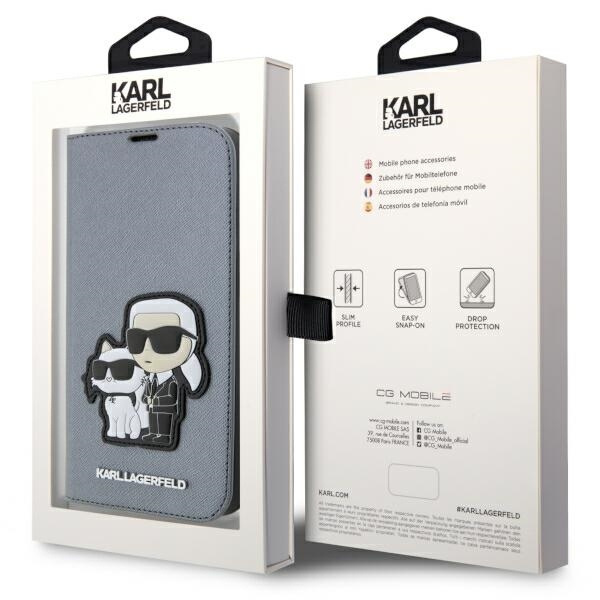 Karl Lagerfeld KLBKP14LSANKCPG iPhone 14 Pro 6.1" bookcase silver/silver Saffiano Karl & Choupette