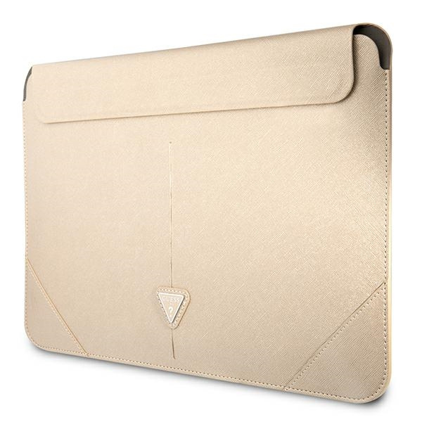 Guess Sleeve GUCS16PSATLE 16" beżowy/beige Saffiano Triangle Logo